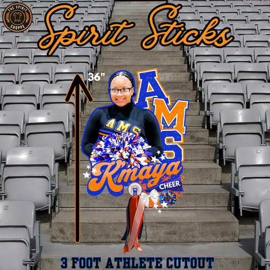 XXLARGE Athlete Cutout 36" Inches / Big Head / Spirit Stick