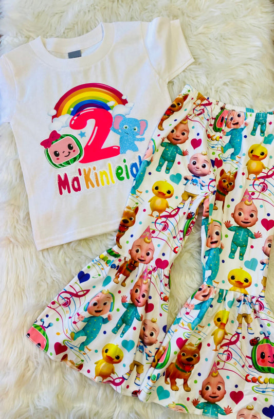 Cocomelon outfit/ toddler bellbottoms/melon shirt/ cocomelon Apparel