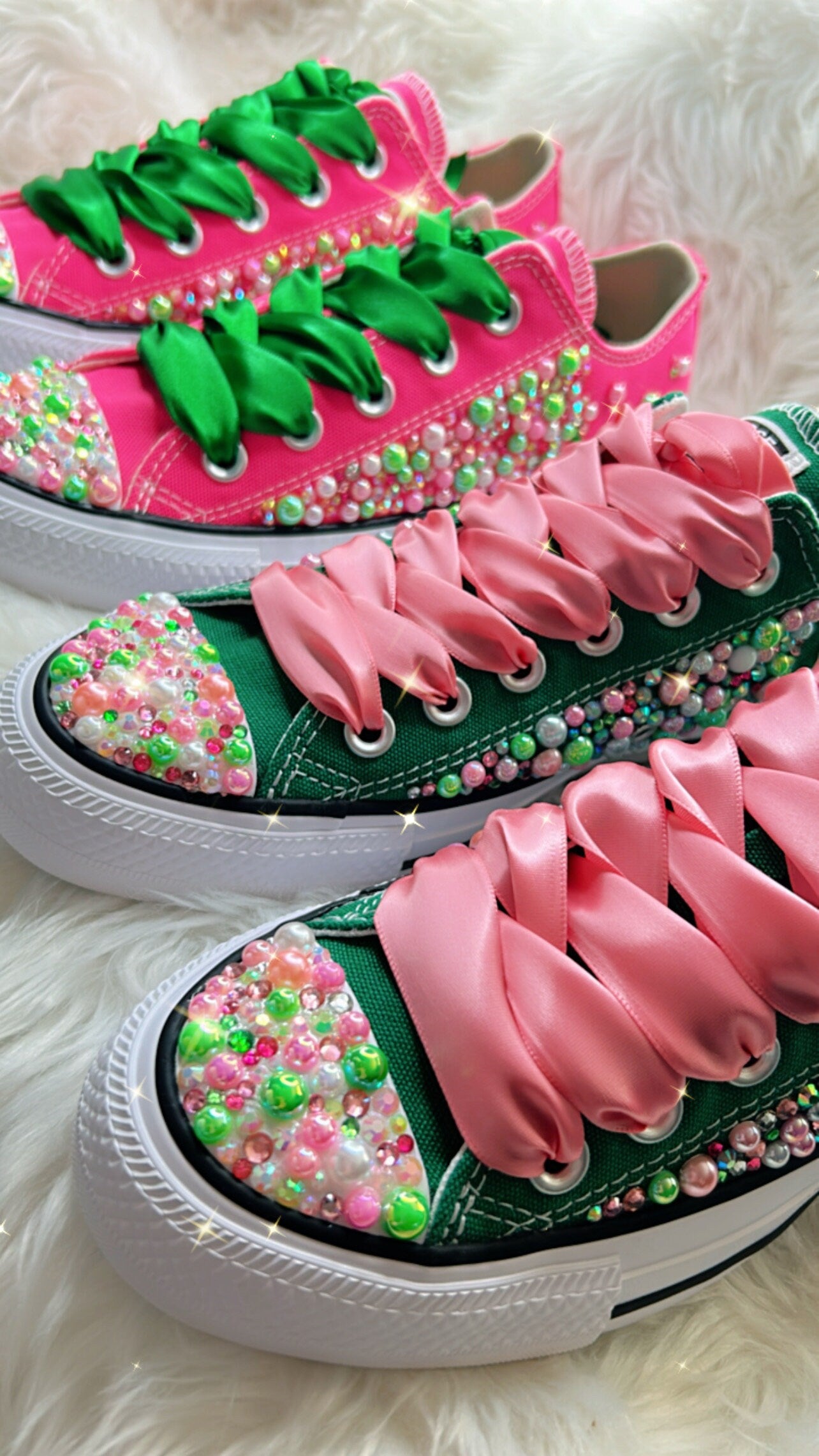 AKA Inspired Converse Pink & Green
