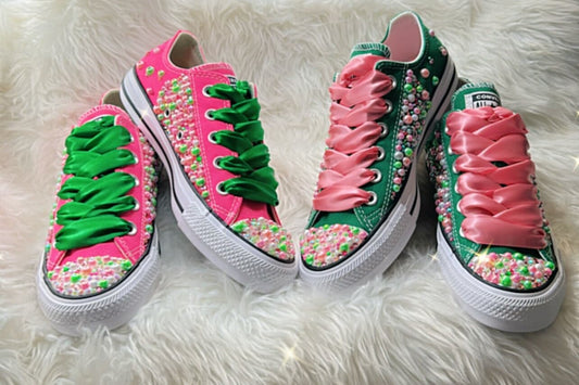 AKA Inspired Converse Pink & Green